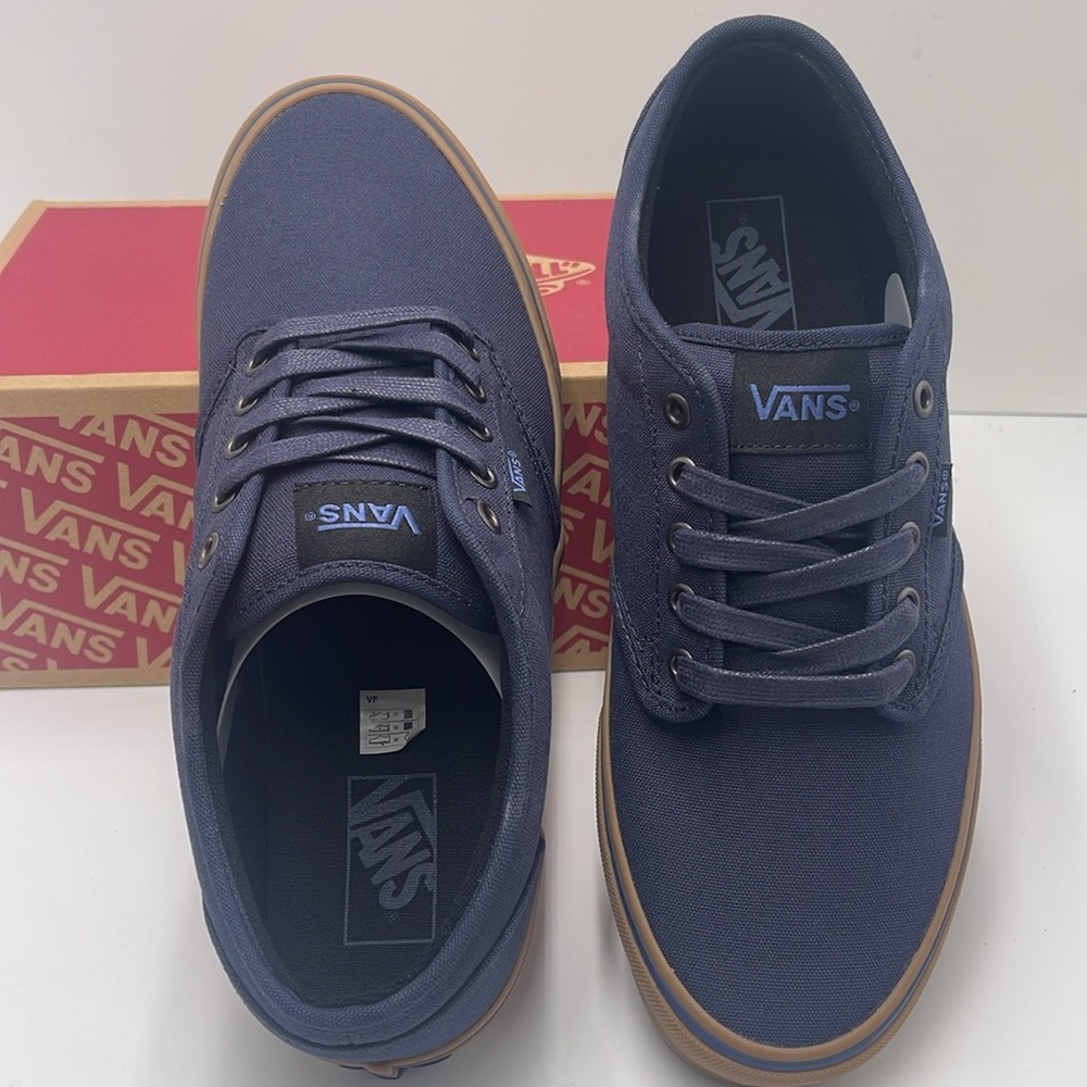 Vans Men’s Blue Canvas Sneakers Gum Sole Vans Atwood
(12 Oz Canvas) Navy/Gum NIB - Picture 5 of 16
